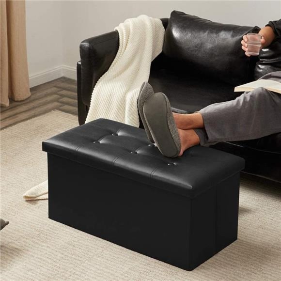 30 inches Folding Storage Ottoman, 80L Storage Bench for Bedroom and Hallway - Picture 5 of 5